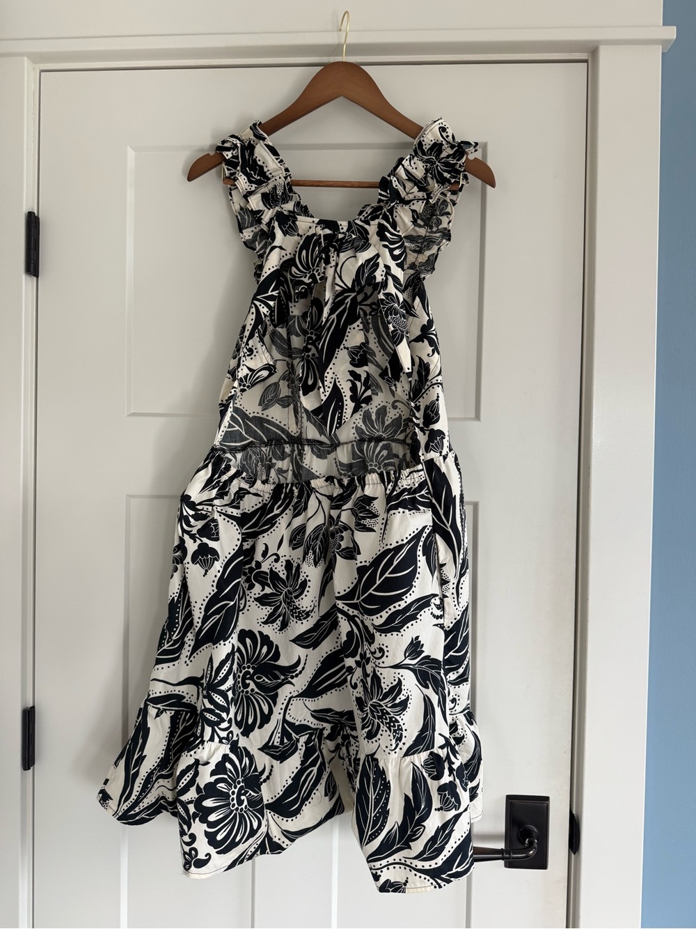 Who What Wear Batik Floral Birch Ruffle Open Back Mini Dress XL